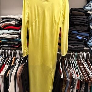 Express Vibrant Yellow Long Sleeve Dress